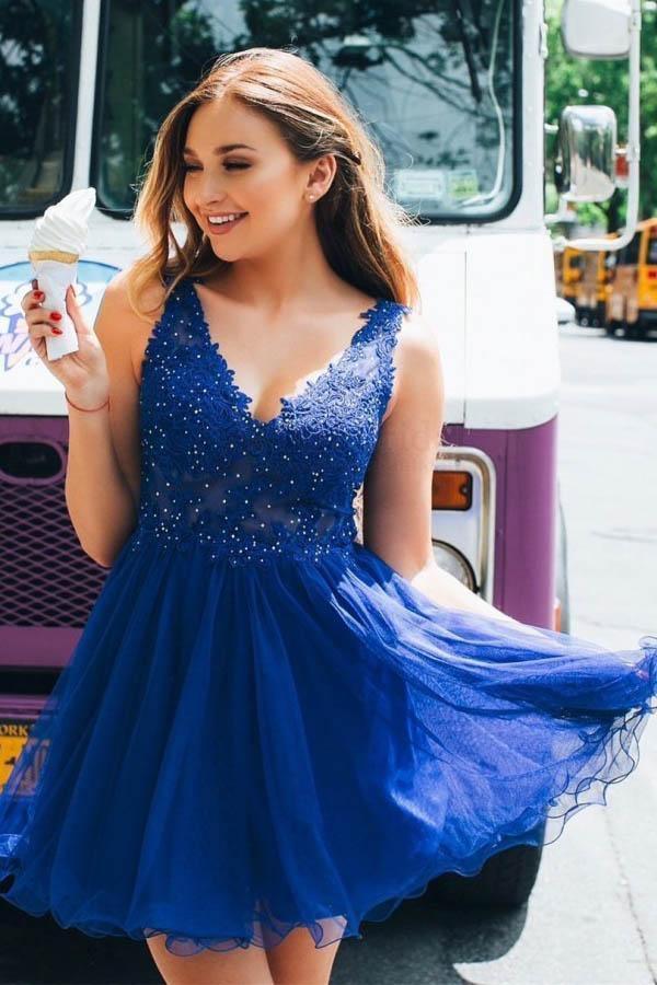 blue short homecoming dresses